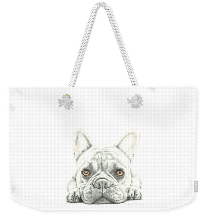 Bulldog Weekender Tote Bag featuring the drawing Another Monday by Karrie J Butler
