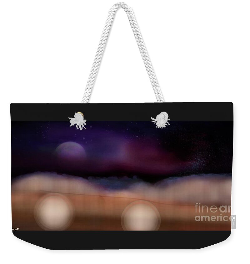 Space Weekender Tote Bag featuring the digital art Another World, Another Time   by Julie Grimshaw