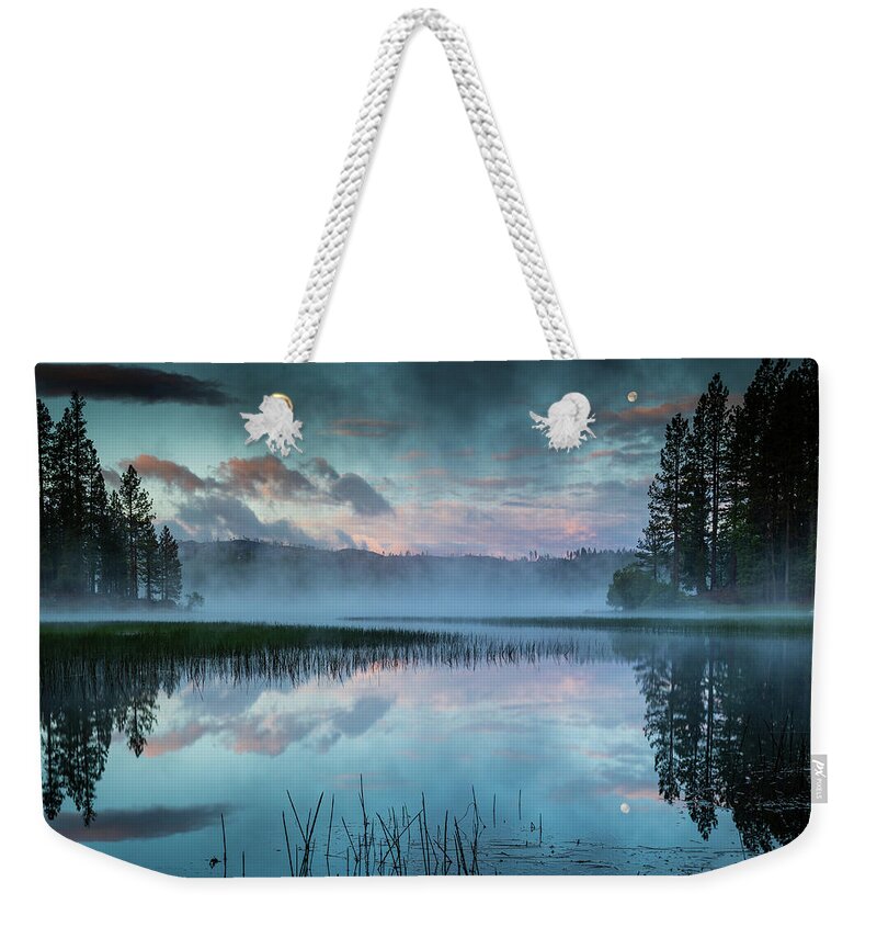 Alone Time Weekender Tote Bag featuring the photograph Antelope Lake Reflective Dawn by Mike Lee