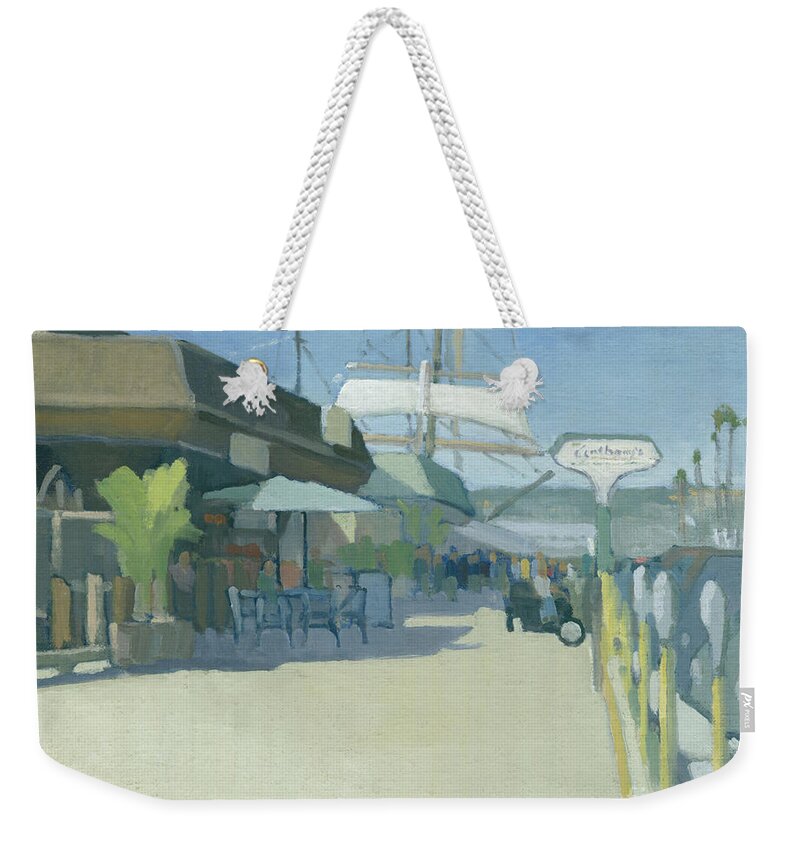 Anthony's Fish Grotto Weekender Tote Bag featuring the painting Anthony's Fish Grotto - Downtown, San Diego, California by Paul Strahm