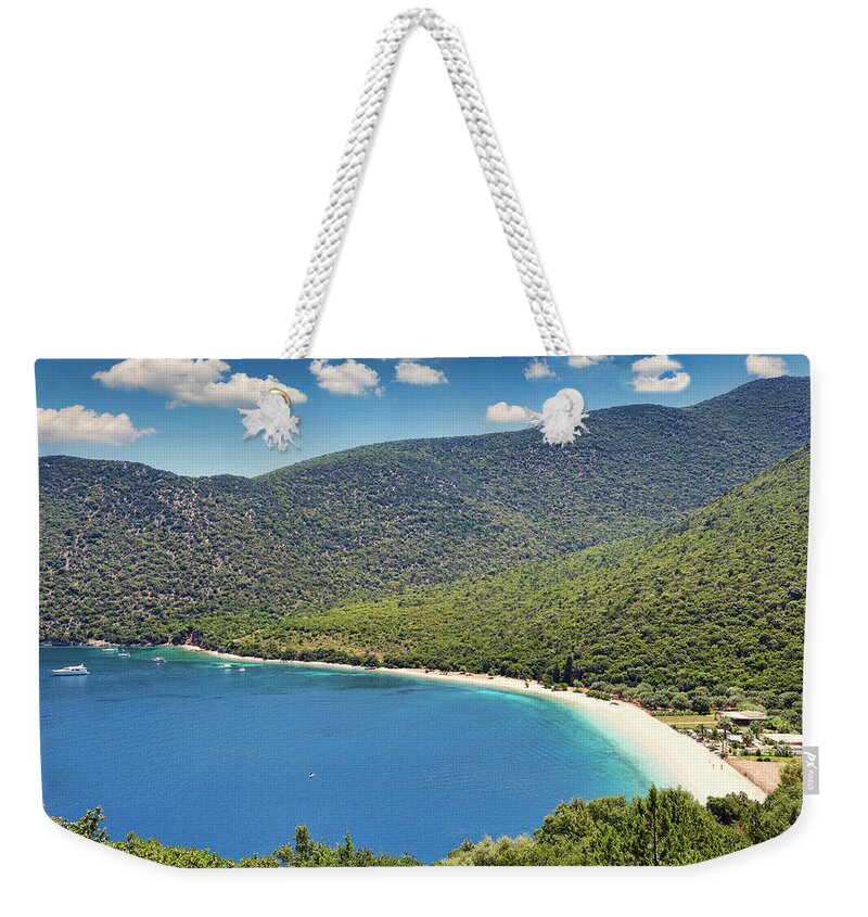 Antisamos Weekender Tote Bag featuring the photograph Antisamos beach in Kefalonia, Greece by Constantinos Iliopoulos