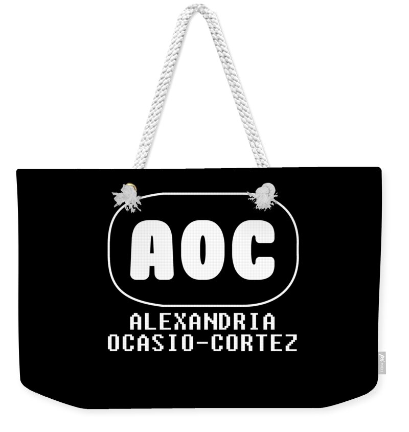 Cool Weekender Tote Bag featuring the digital art AOC Alexandria Ocasio Cortez by Flippin Sweet Gear