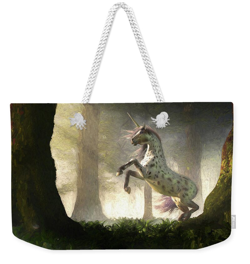 Appaloosa Weekender Tote Bag featuring the digital art Appaloosa Unicorn by Daniel Eskridge