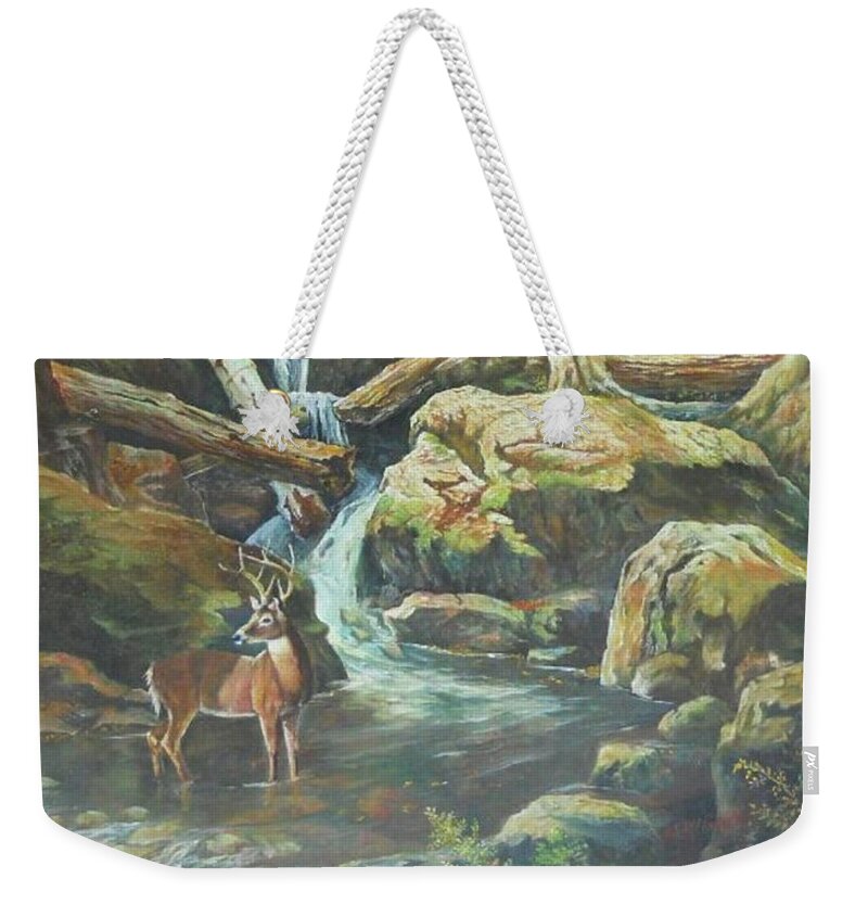 Waterfalls Weekender Tote Bag featuring the painting Applachia by ML McCormick