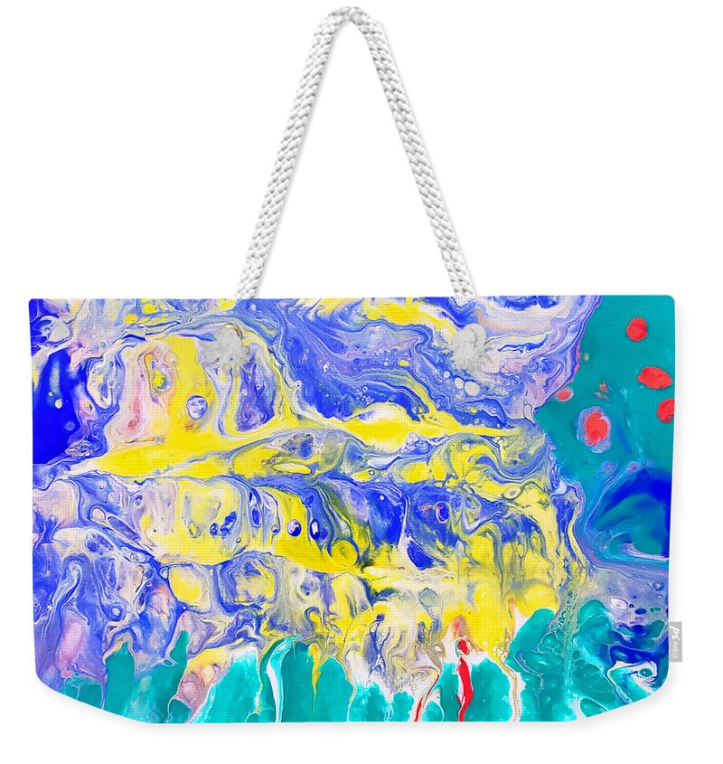 Abstract Weekender Tote Bag featuring the painting Apple Beach by Christine Bolden