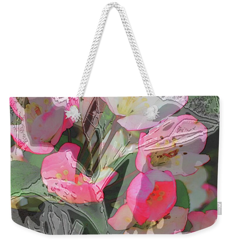 Flowers Weekender Tote Bag featuring the digital art Apple Blooms at Easter by Nancy Olivia Hoffmann