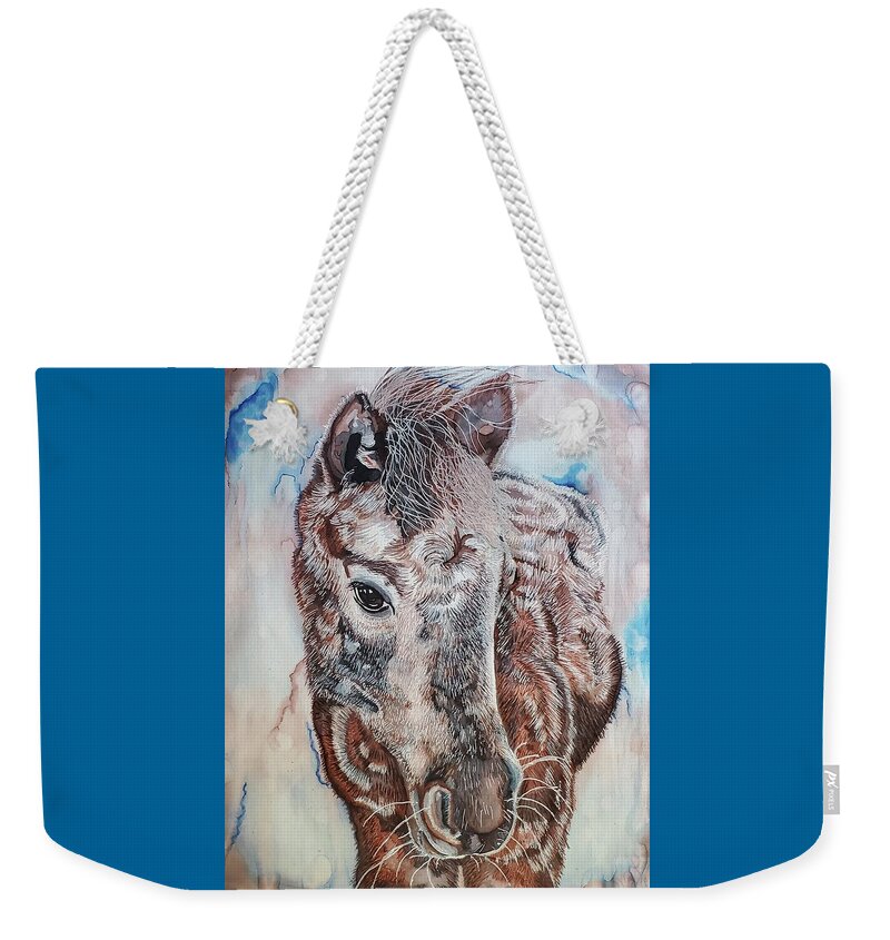 Pony Of The Americas Weekender Tote Bag featuring the painting Apple Pony of the Americas by Equus Artisan