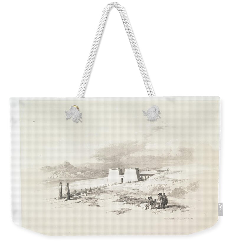 Approach To The Temple Of Wady Saboua Weekender Tote Bag featuring the painting Approach to the temple of Wady Saboua, Nubia ca 1842 - 1849 by William Brockedon, by Artistic Rifki