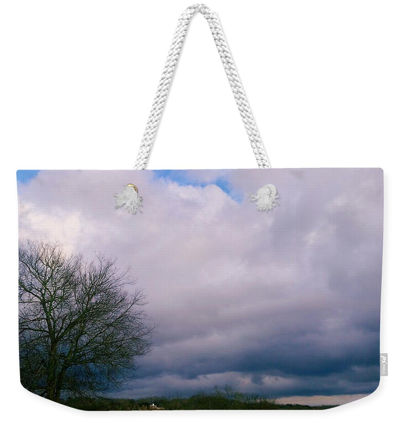 Weather Weekender Tote Bag featuring the mixed media Approaching Storm 1/15/20 by Ally White
