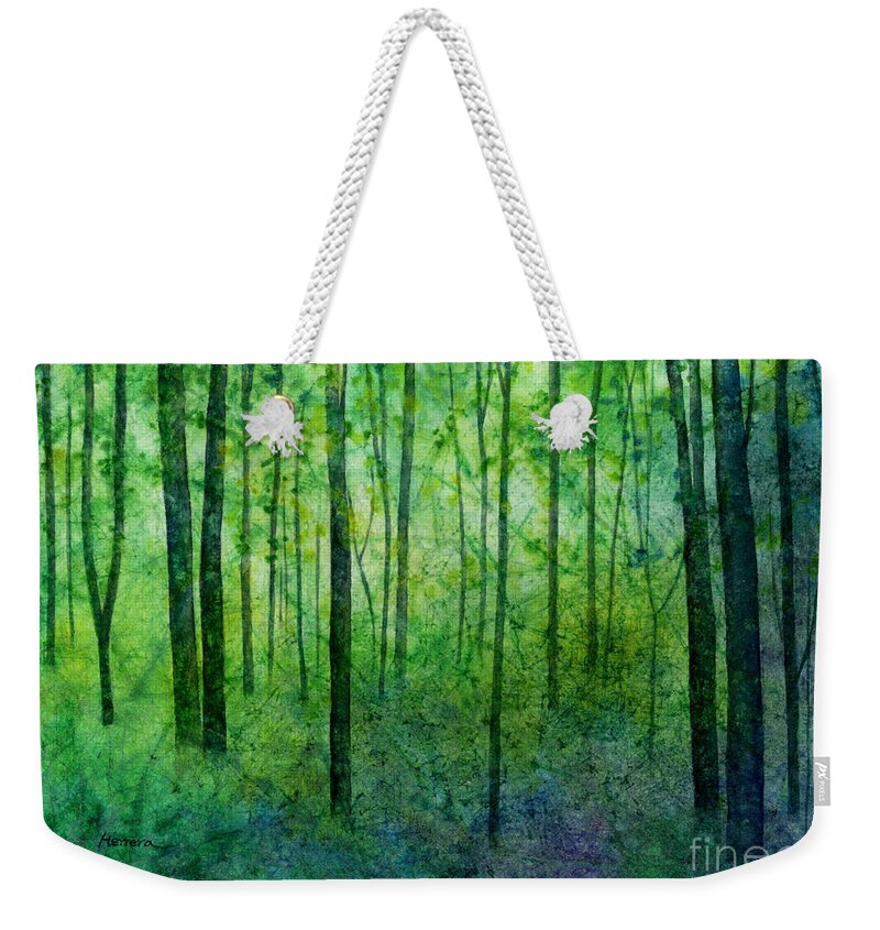 Green Weekender Tote Bag featuring the painting April Hues by Hailey E Herrera