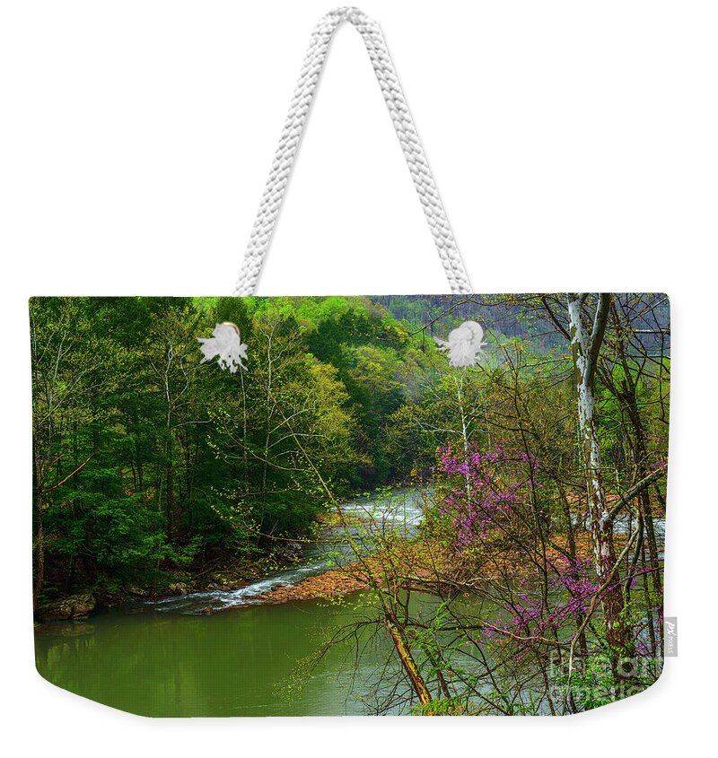 Elk River Weekender Tote Bag featuring the photograph April Morning along Elk River by Thomas R Fletcher