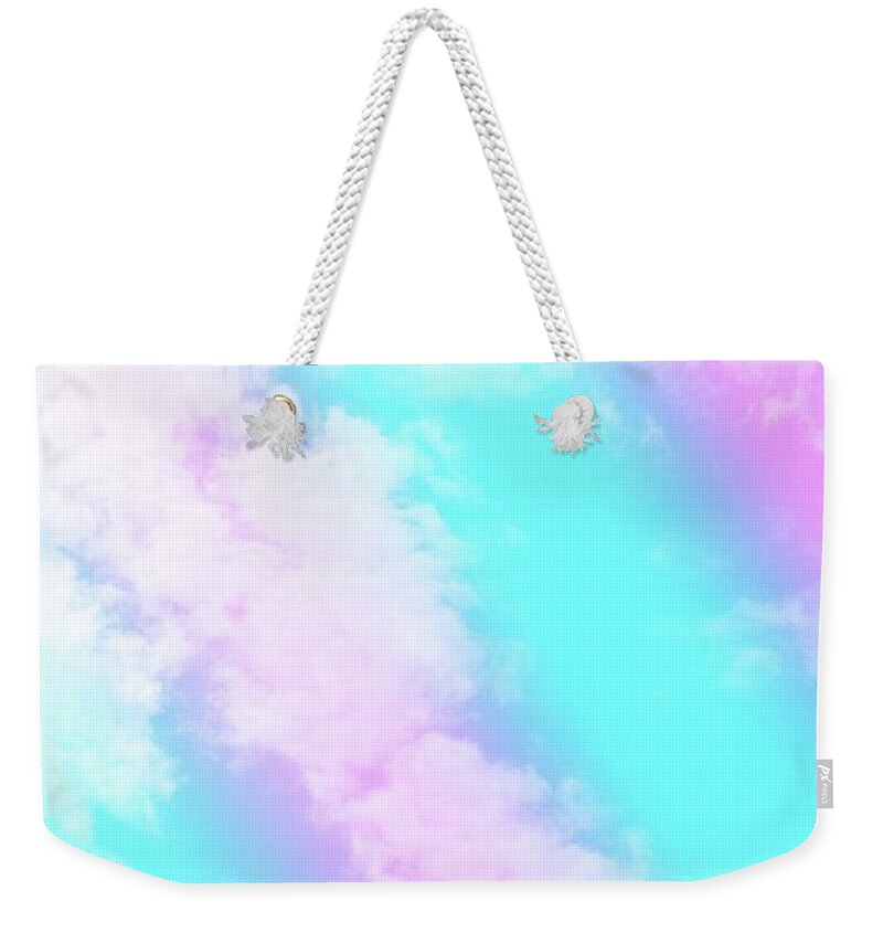 Aqua Blue Pink Unicorn Clouds #1 #decor #art Weekender Tote Bag by