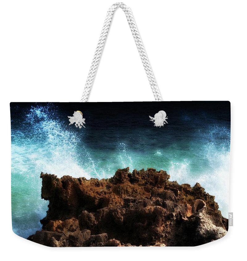 Sea Weekender Tote Bag featuring the digital art Aqua Splash by Michelle Liebenberg