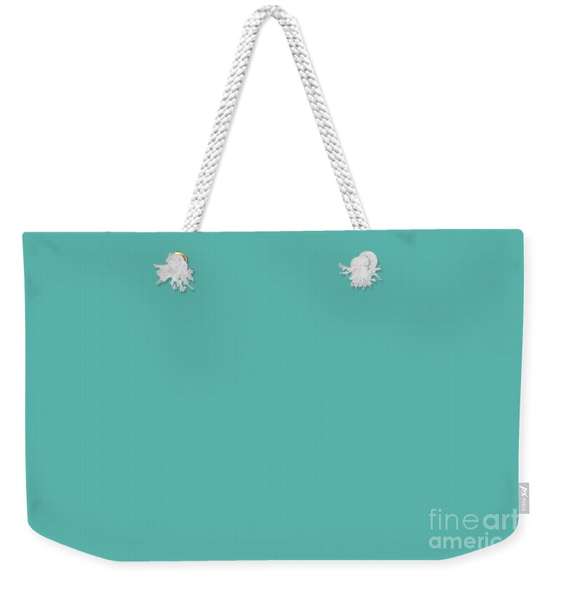 Trending Weekender Tote Bag featuring the digital art Aqua / Teal / Turquoise Solid Color Pairs with Sherwin Williams Aquarium SW6767 by PIPA Fine Art - Simply Solid