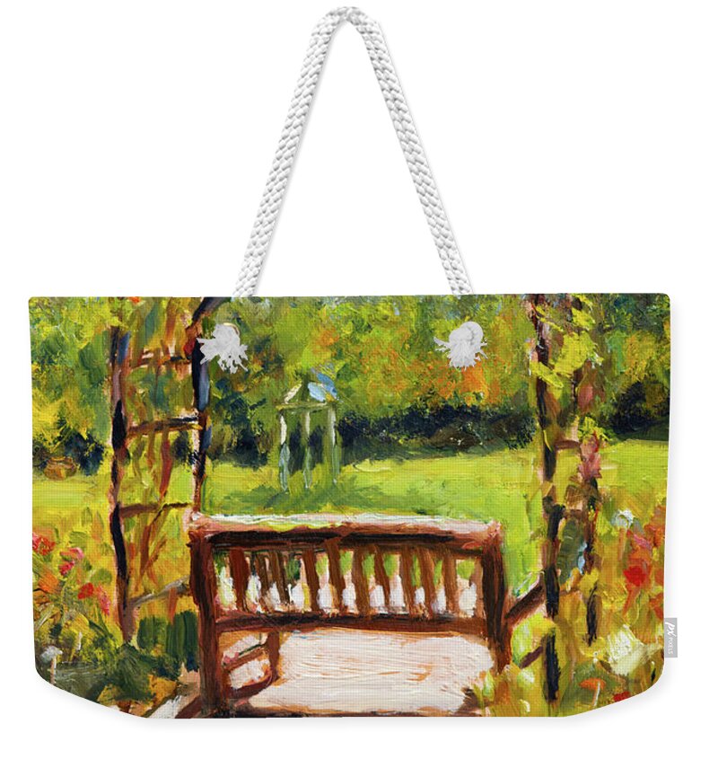 Arbor Weekender Tote Bag featuring the painting Arbor at Avery Park by Mike Bergen