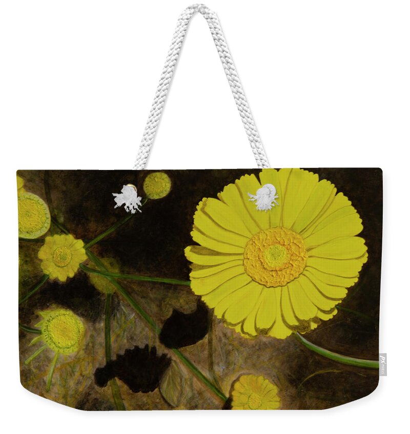 Floral Weekender Tote Bag featuring the painting Arboretum Wildflower by Donna Manaraze