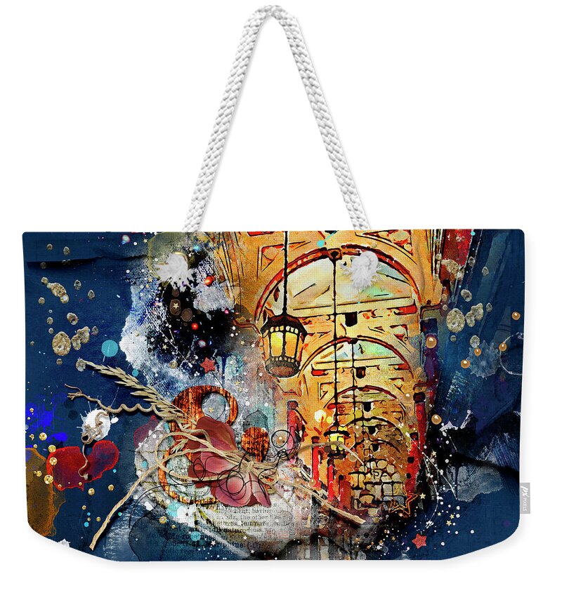 London Weekender Tote Bag featuring the mixed media Arcade Ornate Lights by Nicky Jameson