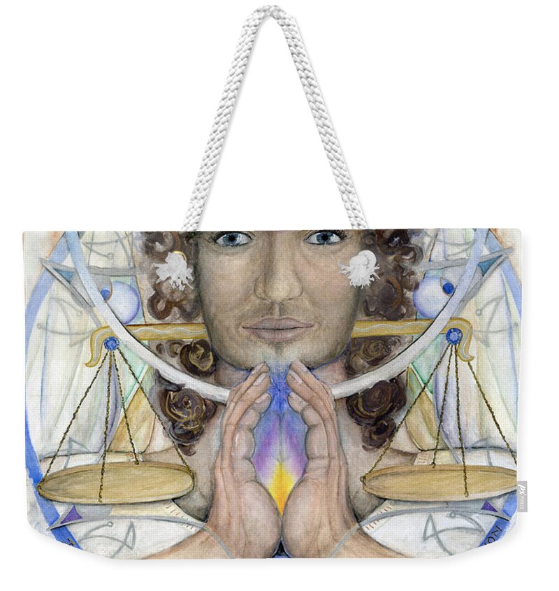 Archangel Weekender Tote Bag featuring the painting Archangel Michael by Jo Thomas Blaine