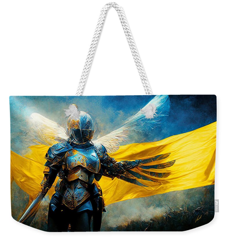 Angel Of Peace Weekender Tote Bag featuring the painting Archangel of Victory by Vart