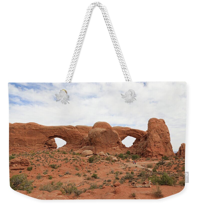 Arches National Park Weekender Tote Bag featuring the photograph Arches National Park - North and South Windows by Richard Krebs