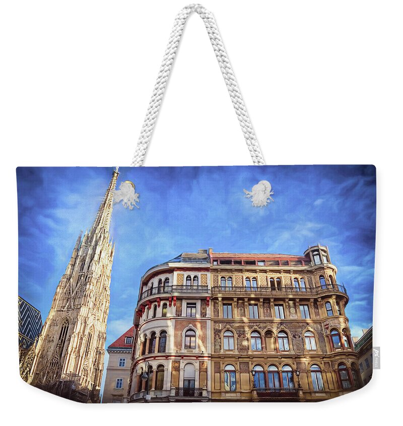 Vienna Weekender Tote Bag featuring the photograph Architecture of Stephansplatz Vienna Austria by Carol Japp