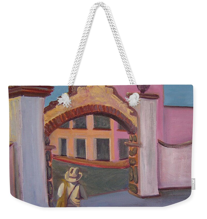 Mexico Weekender Tote Bag featuring the painting Arco de Jiutepec by Lilibeth Andre