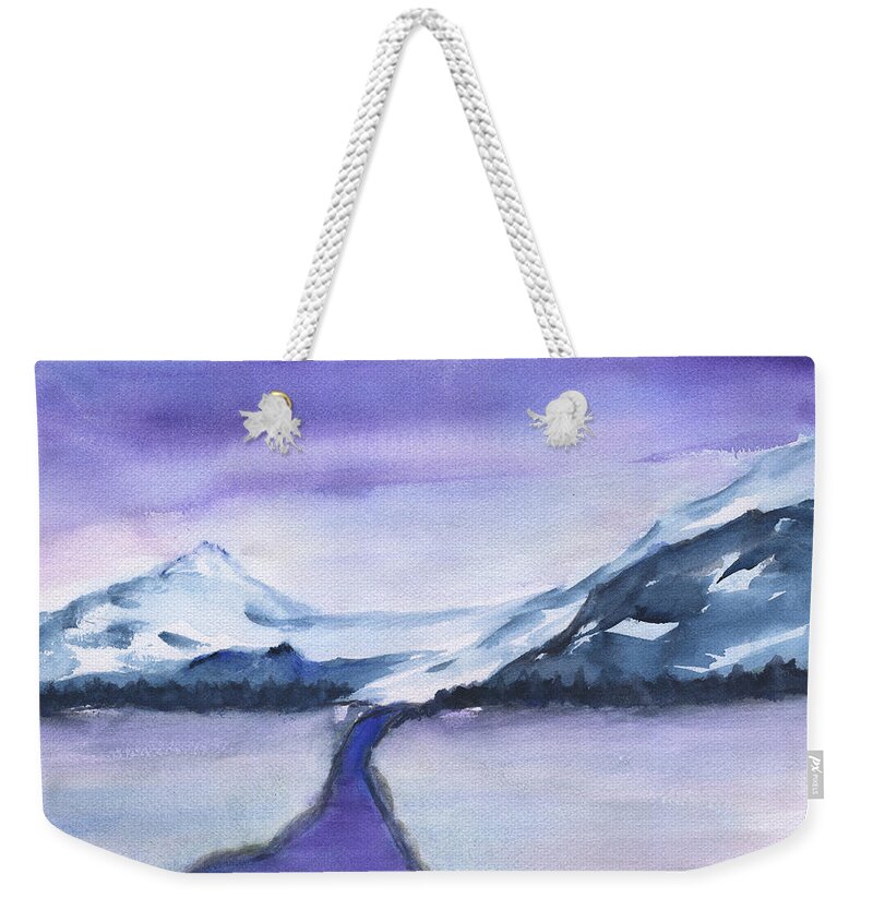 Arctic Sunset Weekender Tote Bag featuring the painting Arctic Sunset by Frank Bright