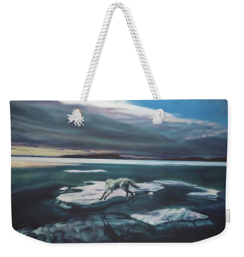 Realism Weekender Tote Bag featuring the painting Arctic Wolf by Sean Connolly