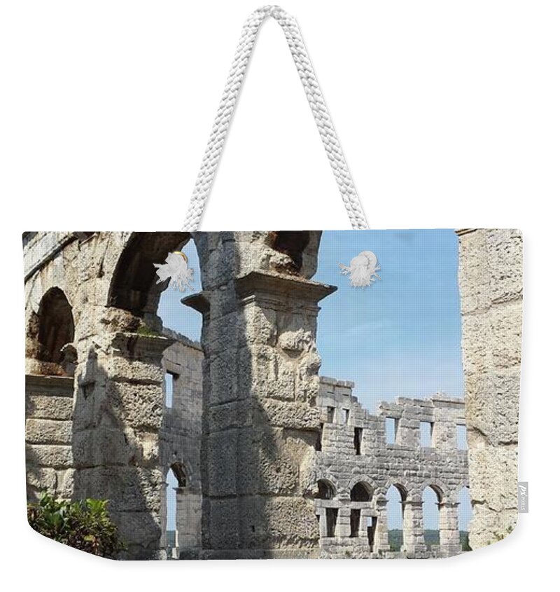 Arene Weekender Tote Bag featuring the photograph Arena frome Croatia by Joelle Philibert