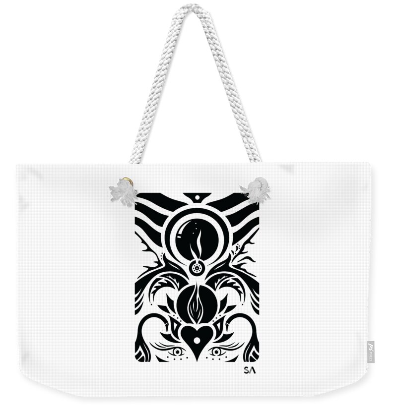 Black And White Weekender Tote Bag featuring the digital art Aries by Silvio Ary Cavalcante