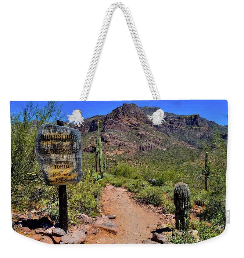 Arizona Weekender Tote Bag featuring the photograph Arizona Desert Hiking by Susie Loechler
