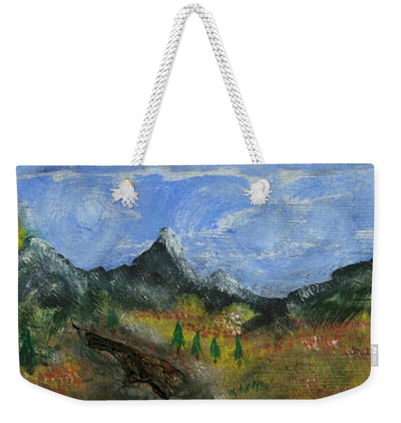 Dusk Weekender Tote Bag featuring the painting Arizona Mountains Landscape by David McCready