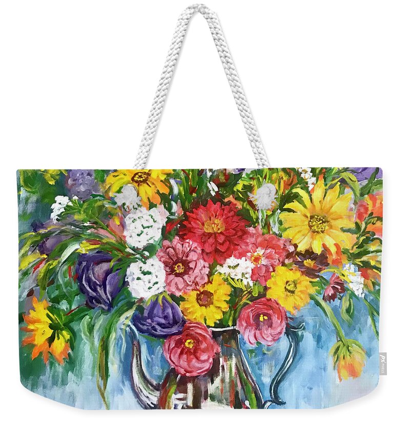 Flowers Weekender Tote Bag featuring the painting Arrangement by Ingrid Dohm