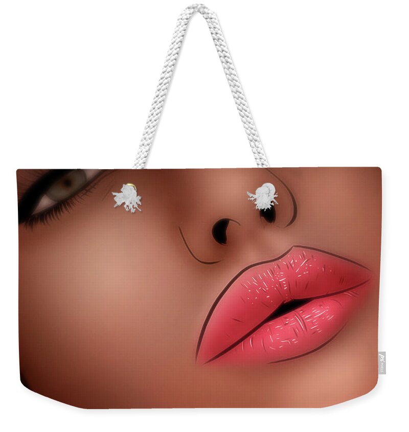 Kiss Weekender Tote Bag featuring the digital art Art - Fruitful Lips by Matthias Zegveld
