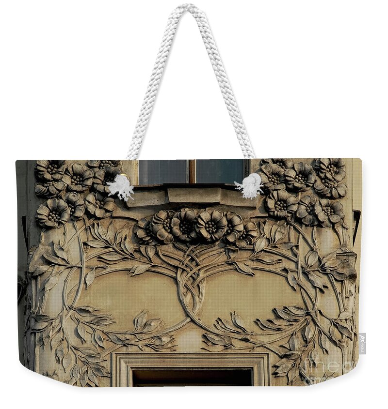 Art Nouveau flowers decorate former home of architect in Smichov, Prague,  Czechia / Czech Republic Weekender Tote Bag by Terence Kerr - Pixels