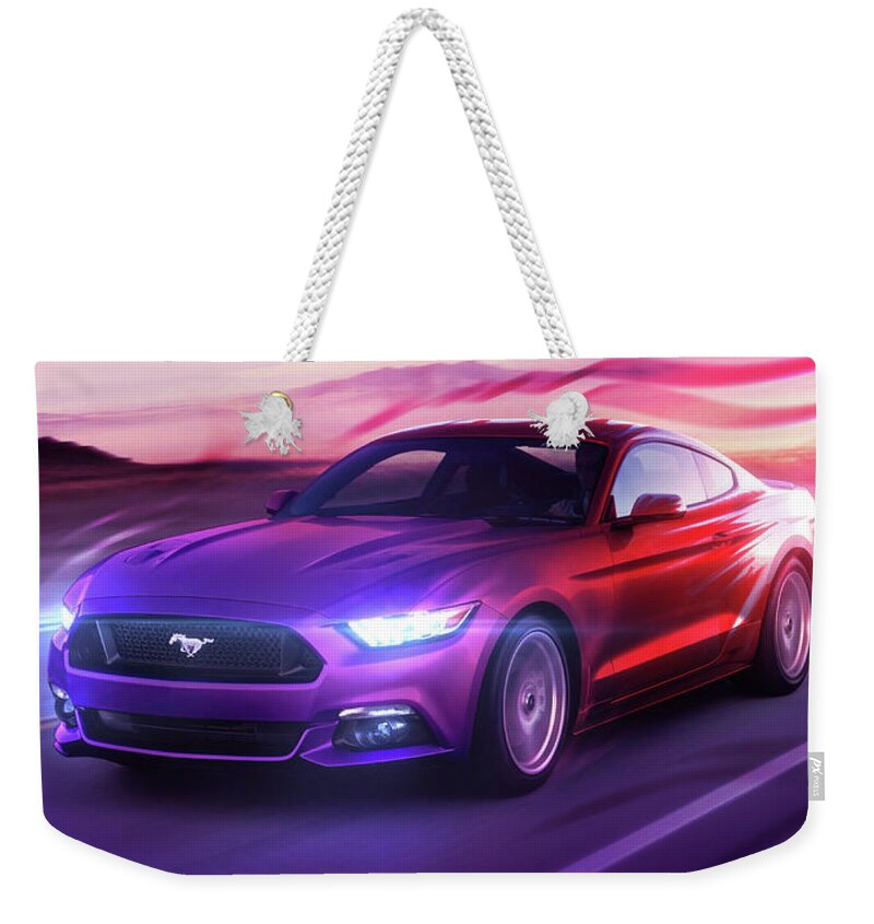 Cars Weekender Tote Bag featuring the digital art Art - The Great Ford Mustang by Matthias Zegveld