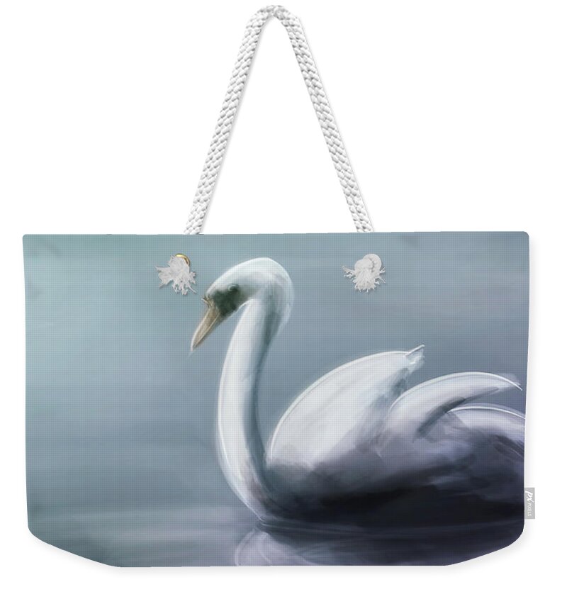 Swan Weekender Tote Bag featuring the digital art Art - The Swan by Matthias Zegveld
