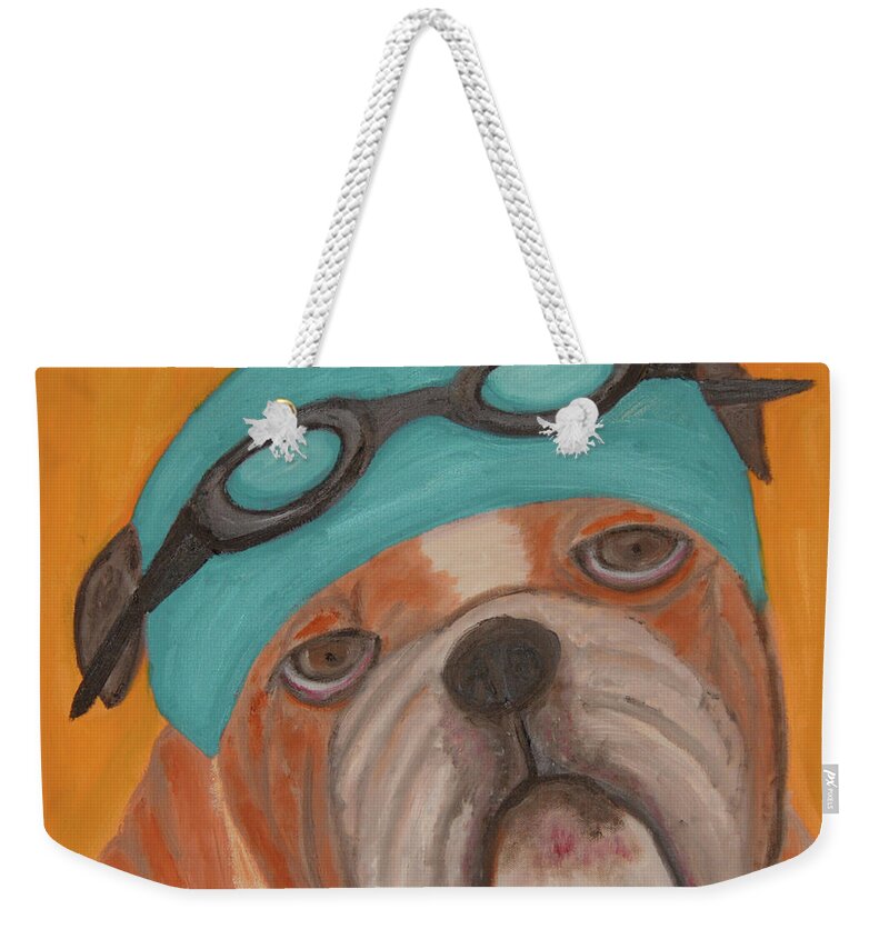 Dogs Weekender Tote Bag featuring the painting Arthur After Swimming by Anita Hummel