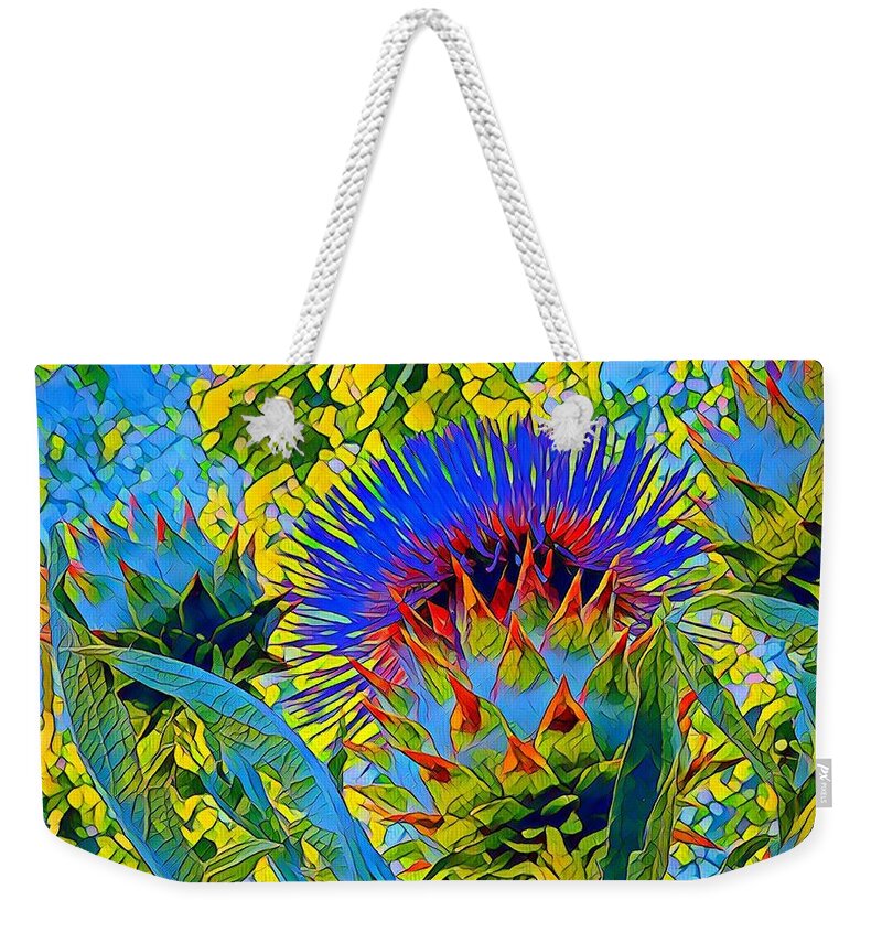 Vegetable Weekender Tote Bag featuring the photograph Artichoked in color by Reena Kapoor