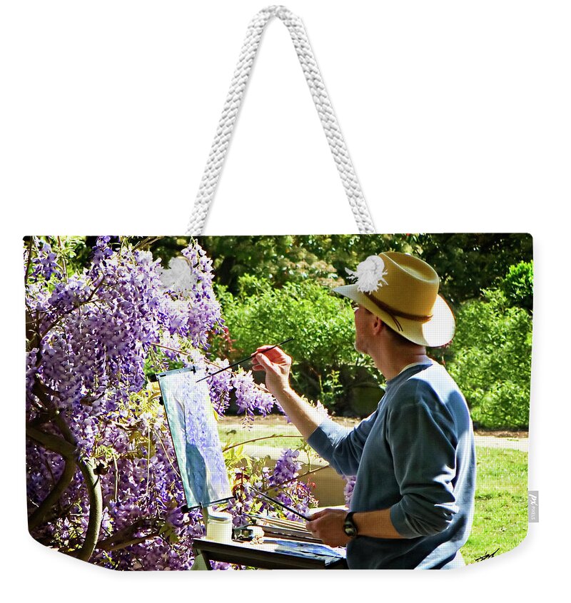 Color Weekender Tote Bag featuring the photograph Artist with Canvas by Alan Hausenflock
