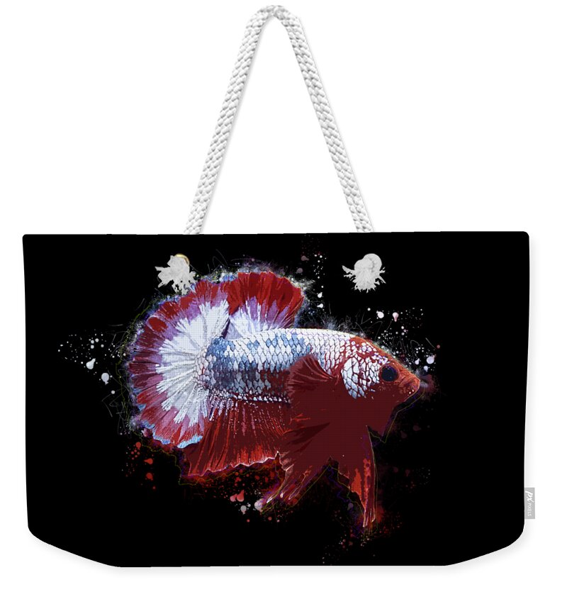 Artistic Weekender Tote Bag featuring the digital art Artistic FCCP Betta Fish by Sambel Pedes