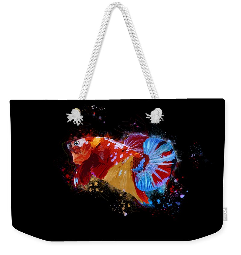 Artistic Weekender Tote Bag featuring the digital art Artistic Nemo Multicolor Betta Fish by Sambel Pedes