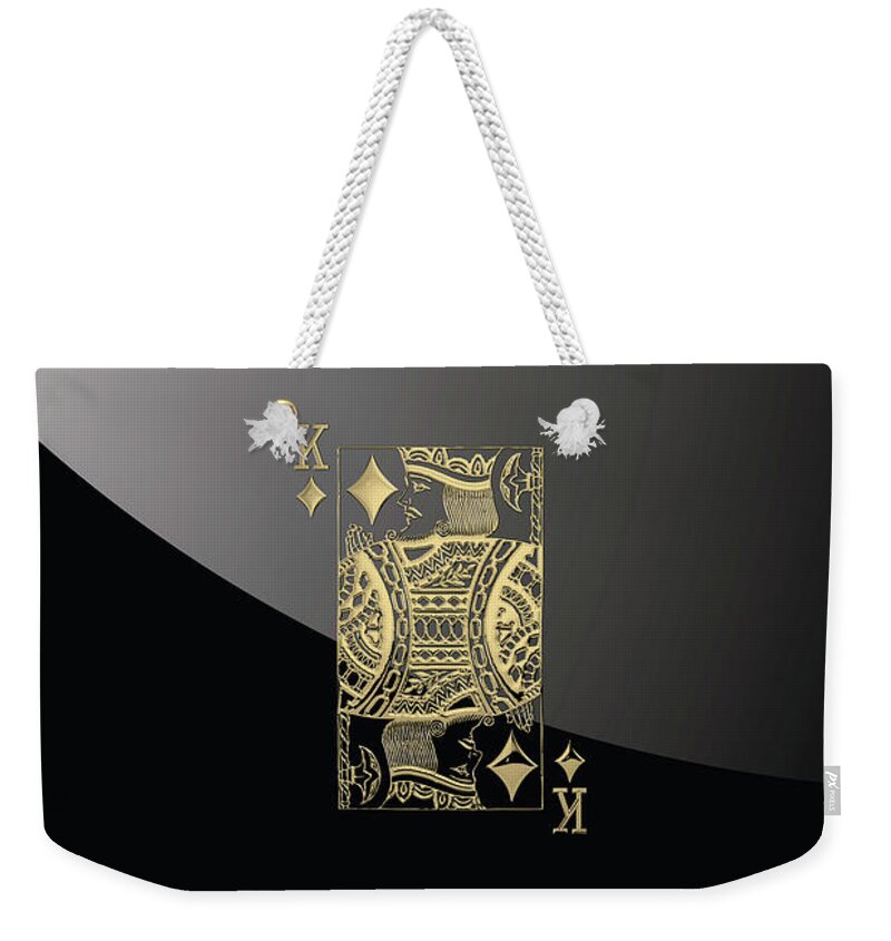 'gamble' Collection By Serge Averbukh Weekender Tote Bag featuring the digital art King of Diamonds in Gold on Black by Serge Averbukh