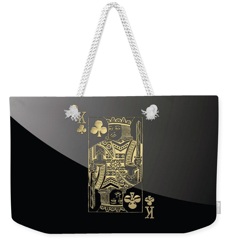 'gamble' Collection By Serge Averbukh Weekender Tote Bag featuring the digital art King of Clubs in Gold on Black  by Serge Averbukh