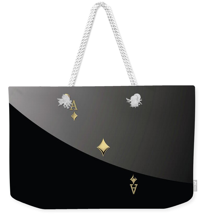 'gamble' Collection By Serge Averbukh Weekender Tote Bag featuring the digital art Ace of Diamonds in Gold on Black by Serge Averbukh