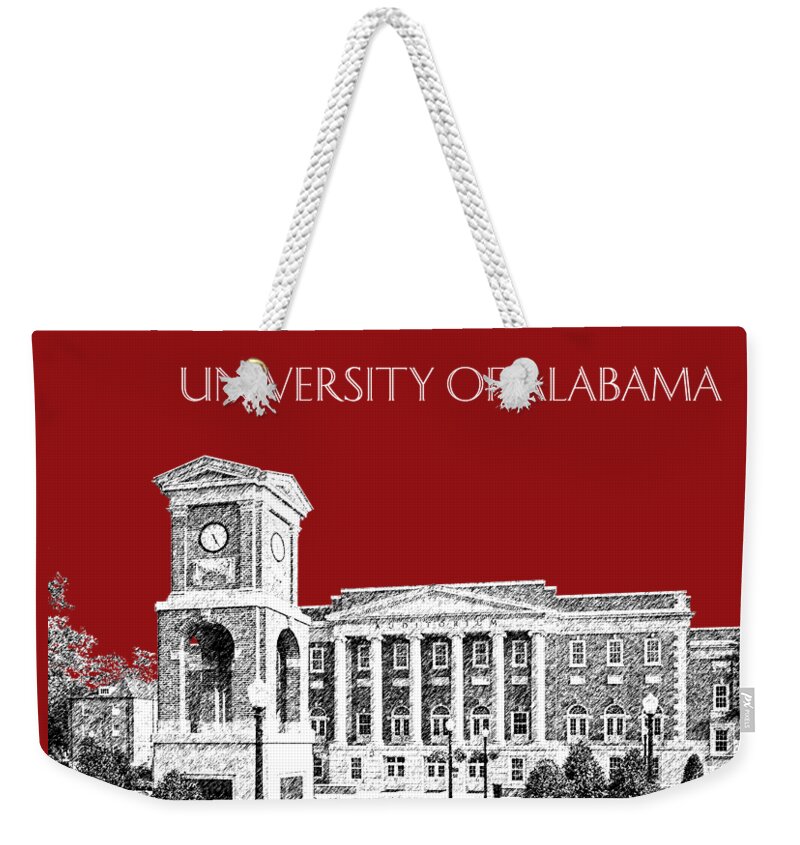 University Weekender Tote Bag featuring the digital art University of Alabama #2 - Dark Red by DB Artist