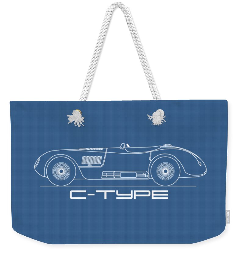 Jaguar C-type Weekender Tote Bag featuring the photograph The C-Type Blueprint by Mark Rogan