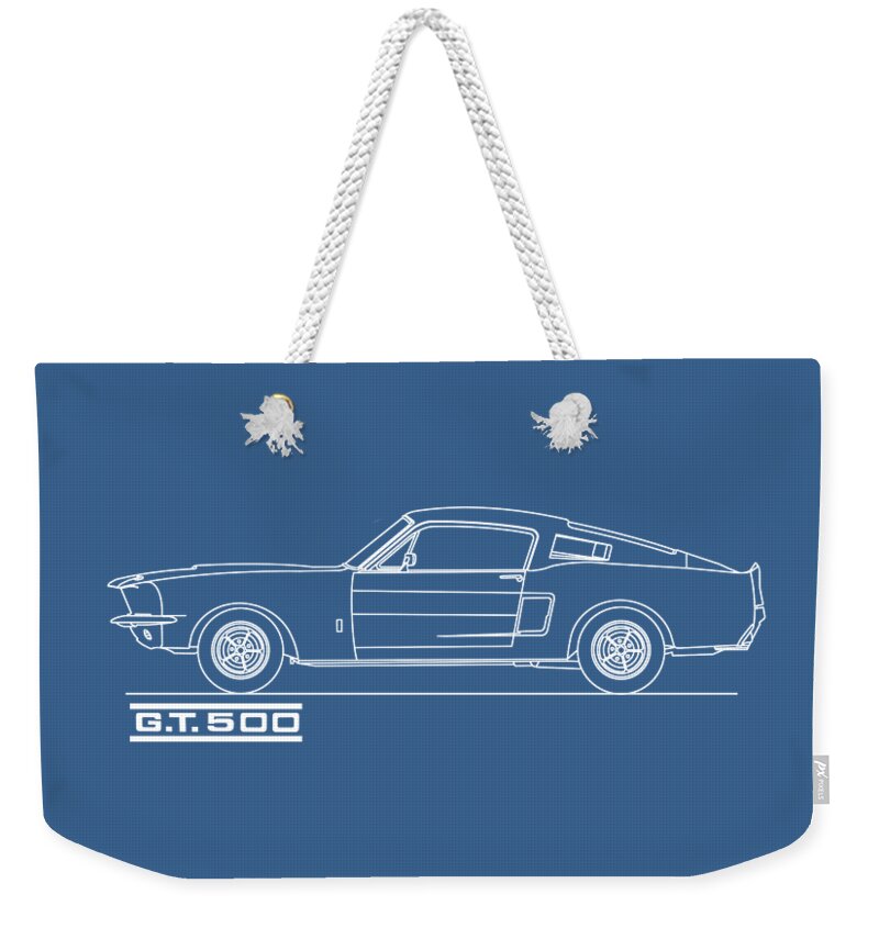Ford Mustang Weekender Tote Bag featuring the photograph Shelby Mustang GT500 Blueprint by Mark Rogan