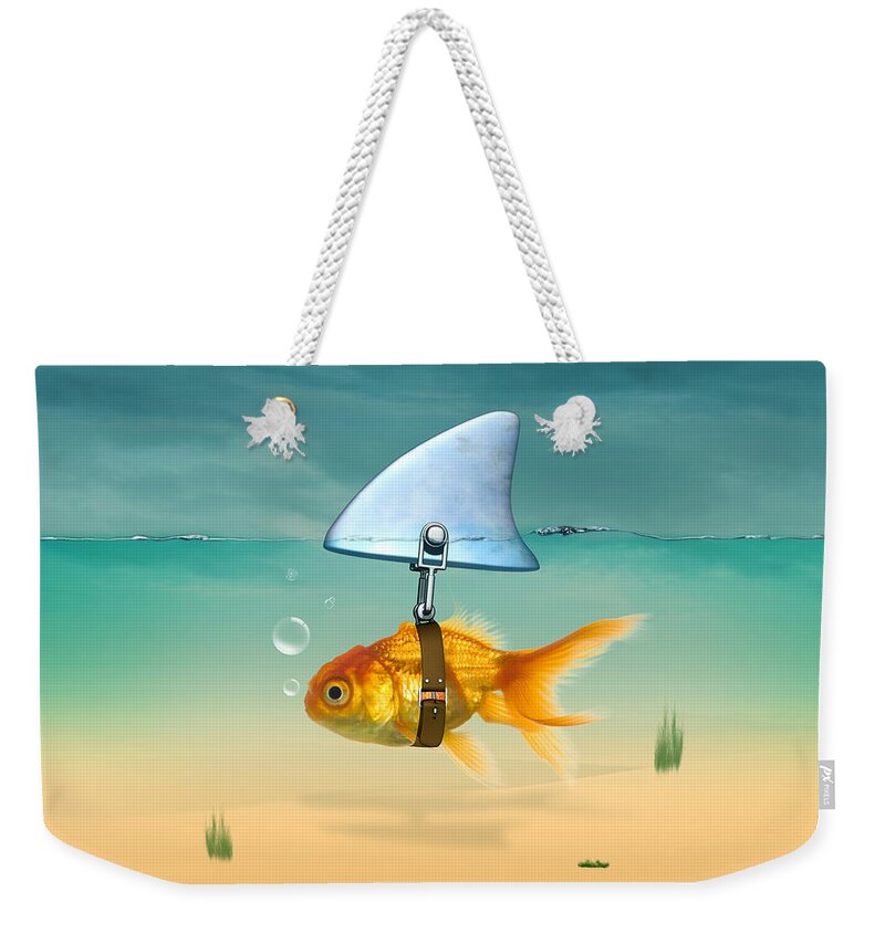 Goldfish Weekender Tote Bag featuring the digital art Gold Fish by Mark Ashkenazi