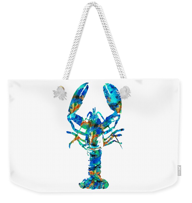 Lobster Weekender Tote Bag featuring the painting Blue Lobster Art by Sharon Cummings by Sharon Cummings